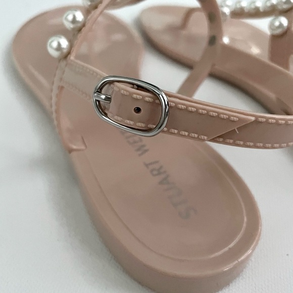 Stuart Weitzman Goldie Pearly Stud Jelly Sandals Pearl embellished 10 - Picture 5 of 8